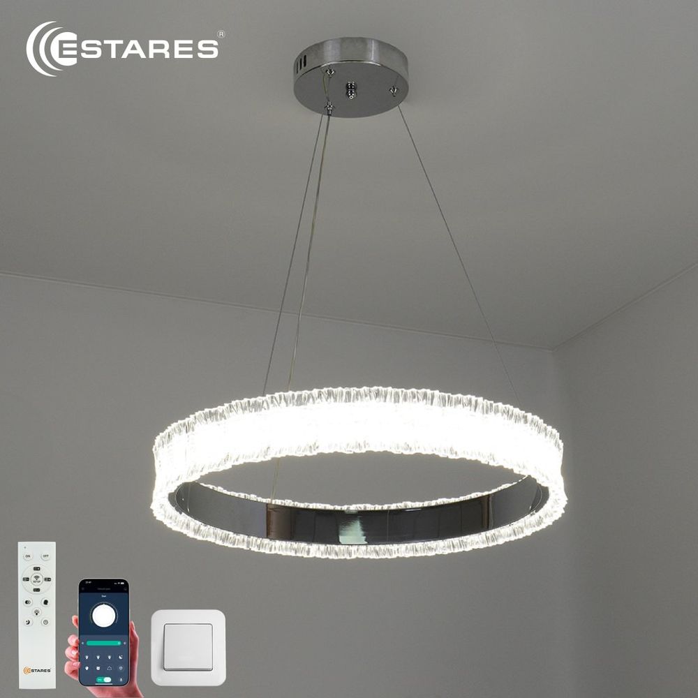 Управляемая светодиодная люстра VENERA 65W R-RC-485x1500-CHROME/CLEAR-220-IP20