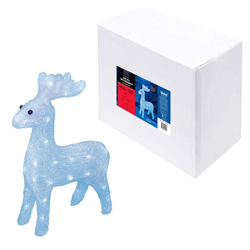 ULD-M3739-040-STA WHITE IP20 DEER Фигура светодиодная Олень. 36x32см. 40 светодиодов. Белый свет. Провод прозрачный. TM Uniel