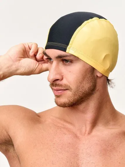 Шапочка для плавания лайкровая Sargan Классика унисекс черный/желтый