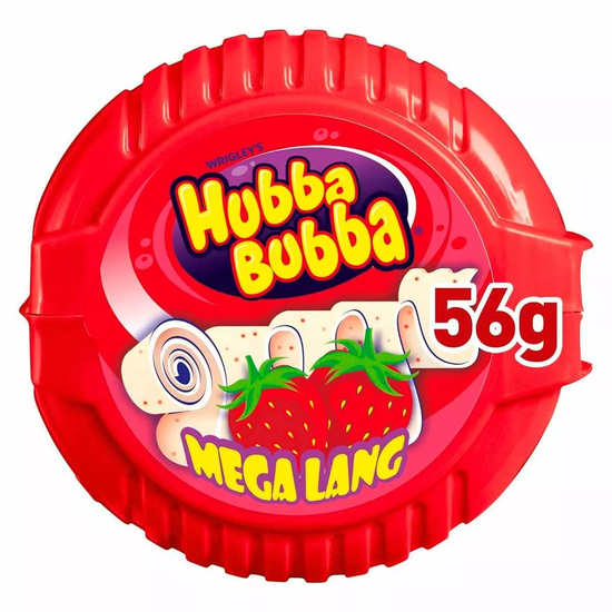 Жевательная резинка Wrigley's Hubba Bubba Mega Long Snappy Strawberry со вкусом клубники, 56 г (Германия)