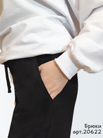 20622 Брюки женские палаццо внизу на резинке футер 2-х нитка черный (56)