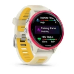 Умные часы Garmin Forerunner 570 - 42 мм Малиновый алюминий с полупрозрачным ремешком цвета слоновая кость/манго
