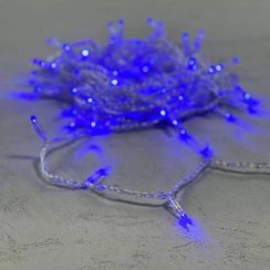 Светодиодная гирлянда с колпачком 100 синих LED ламп 10 м., 24В., прозрачный провод ПВХ, IP65, LTC (PST100CAP-10-1B)