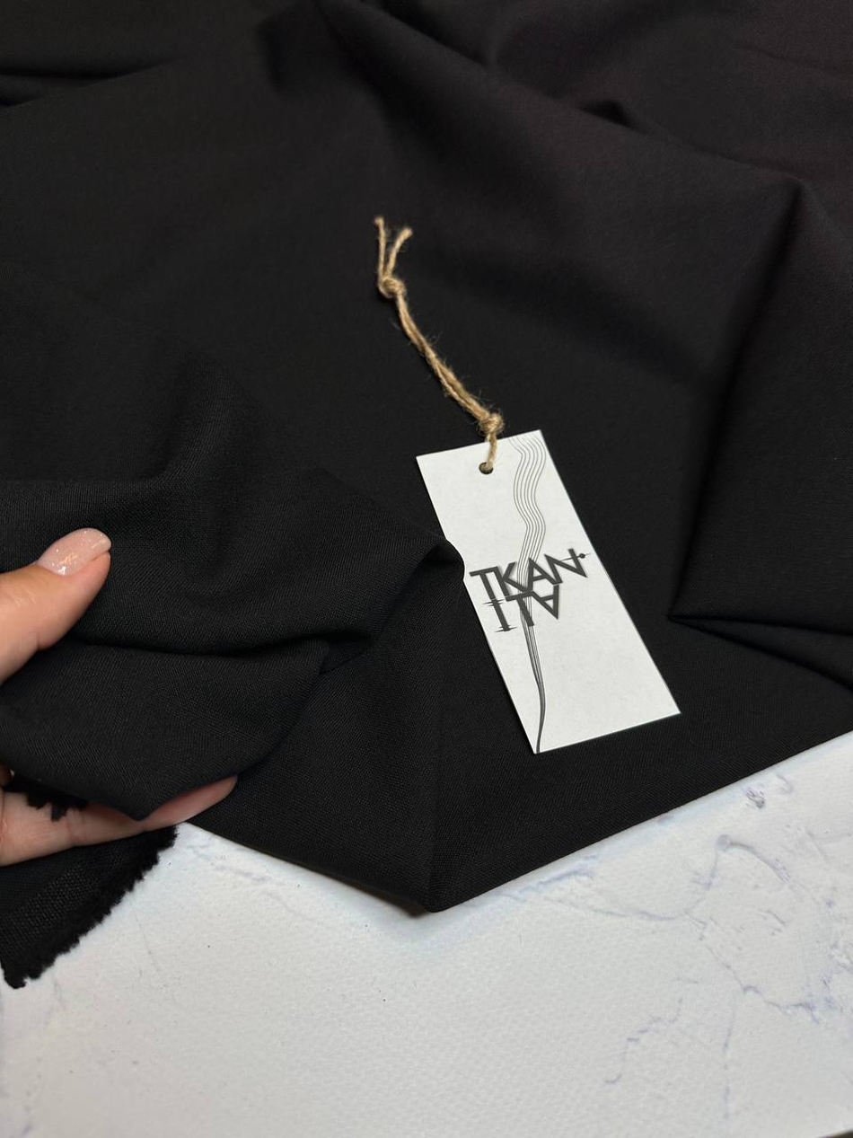 Костюмно-плательная однотонная шерсть (Marzotto, 90%шерсть/10%полиамид, Густой черный, 150, 290 гр/м2)