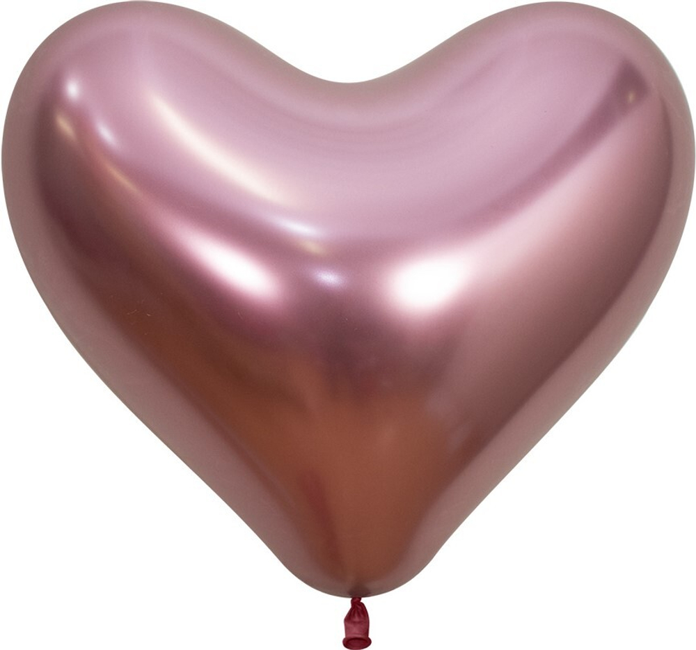 Сердце (14""/36 см) Reflex, Зеркальный блеск, Розовый (909), хром, 50 шт.