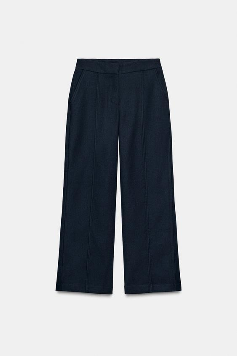 ZARA БРЮКИ ПРЯМОГО КРОЯ С ДЕКОРАТИВНОЙ СТРОЧКОЙ, МОРСКОЙ СИНИЙ