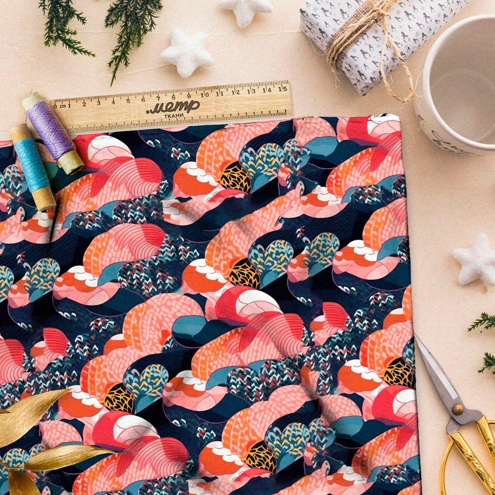 Ткань премиум дюспо призрачные завитки