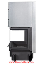 Каминная топка Экокамин ДЕЛЬТА 800 B три стекла принтинг черный шамот