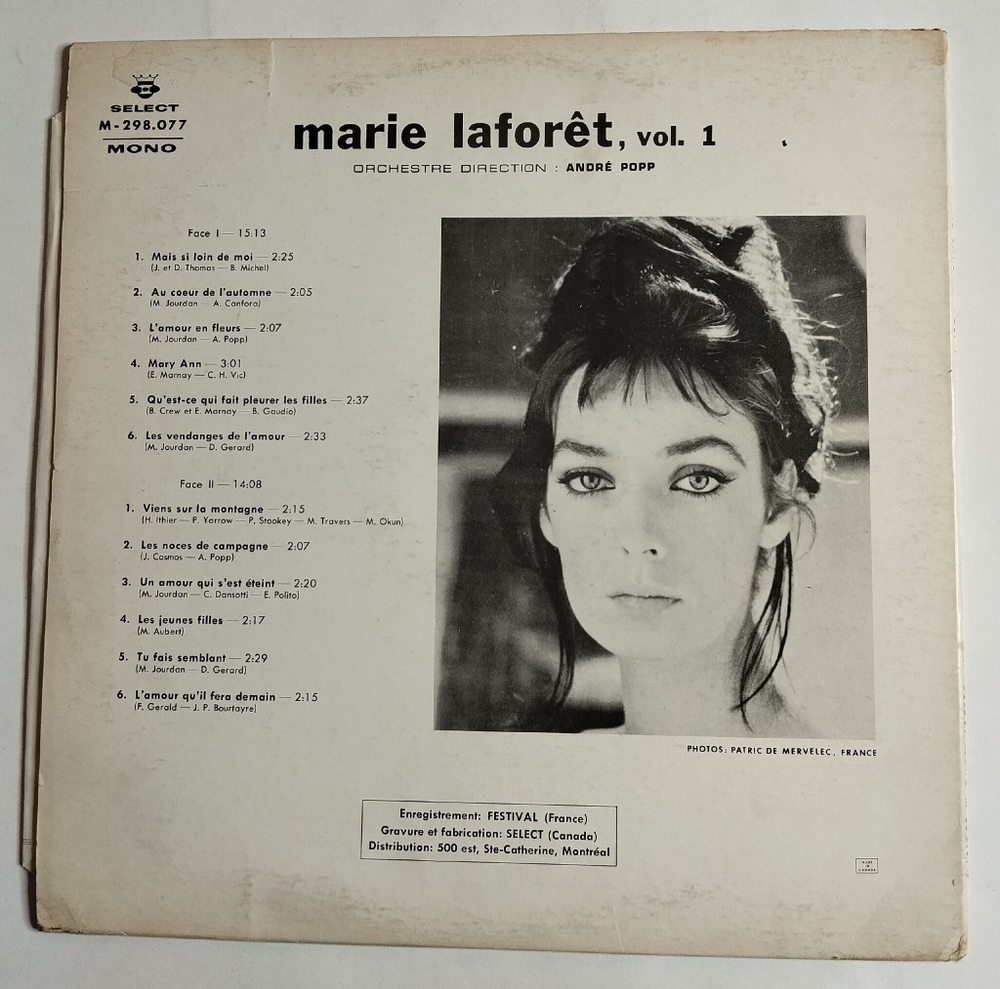 Винтажная виниловая пластинка Marie Laforet Vol. 1 (Canada 1964)