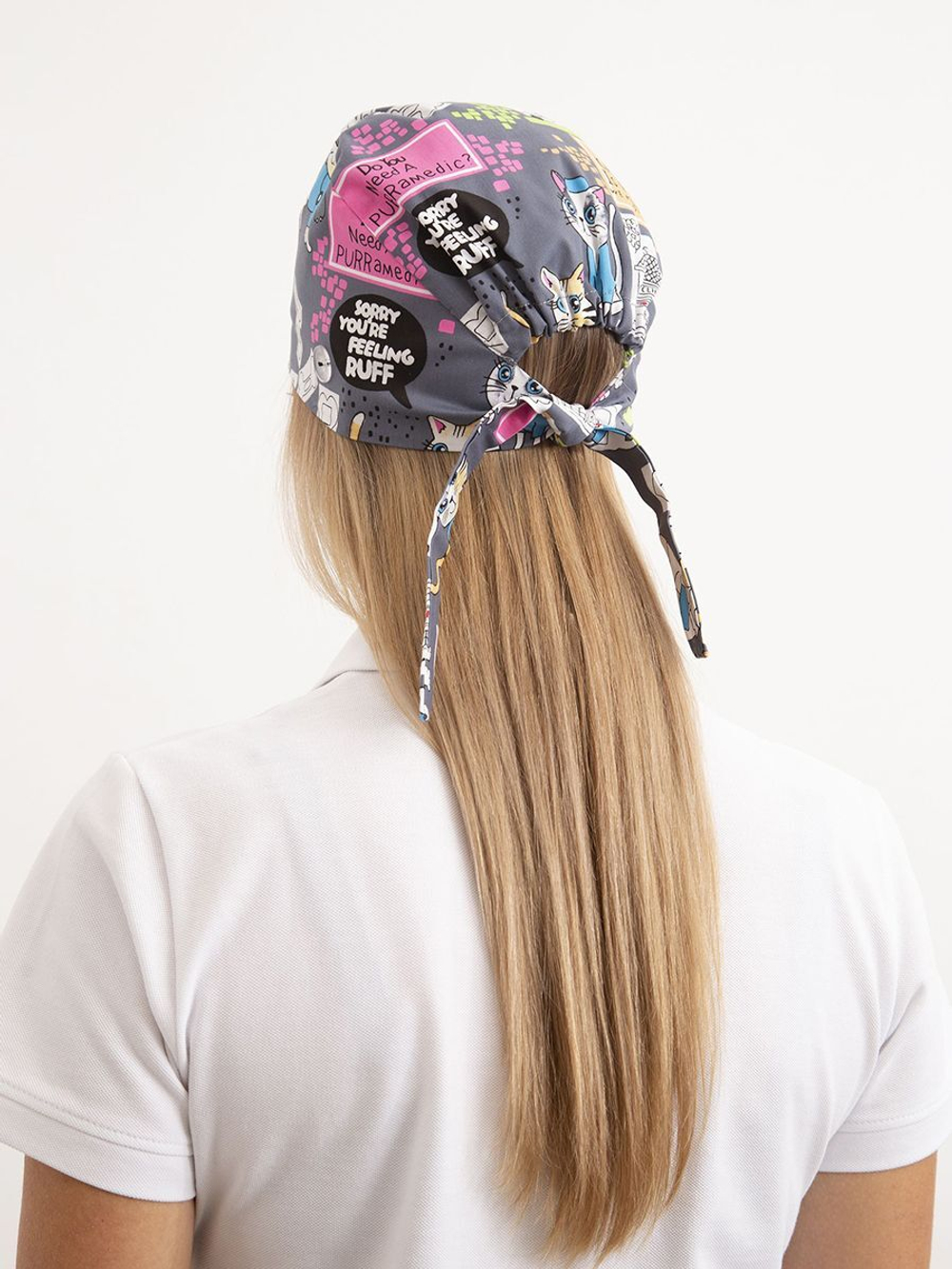 Шапочка медицинская TZ002, принт "Котики и собачки"