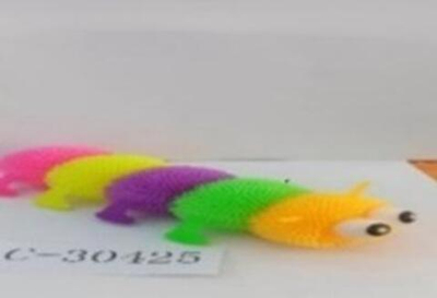 Мякиш волосатик со светом гусеница 18 см, 4 цвета, пакет с-30425