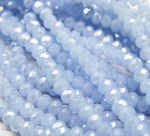 БМ006ДС46 Хрустальные бусины "рондель", цвет: светло-голубой матовый AB, 4х6 мм, кол-во: 58-60 шт.