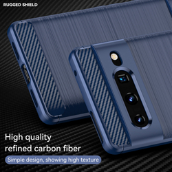 Мягкий чехол синего цвета для смартфона Google Pixel 7 Pro, серия Carbon от Caseport