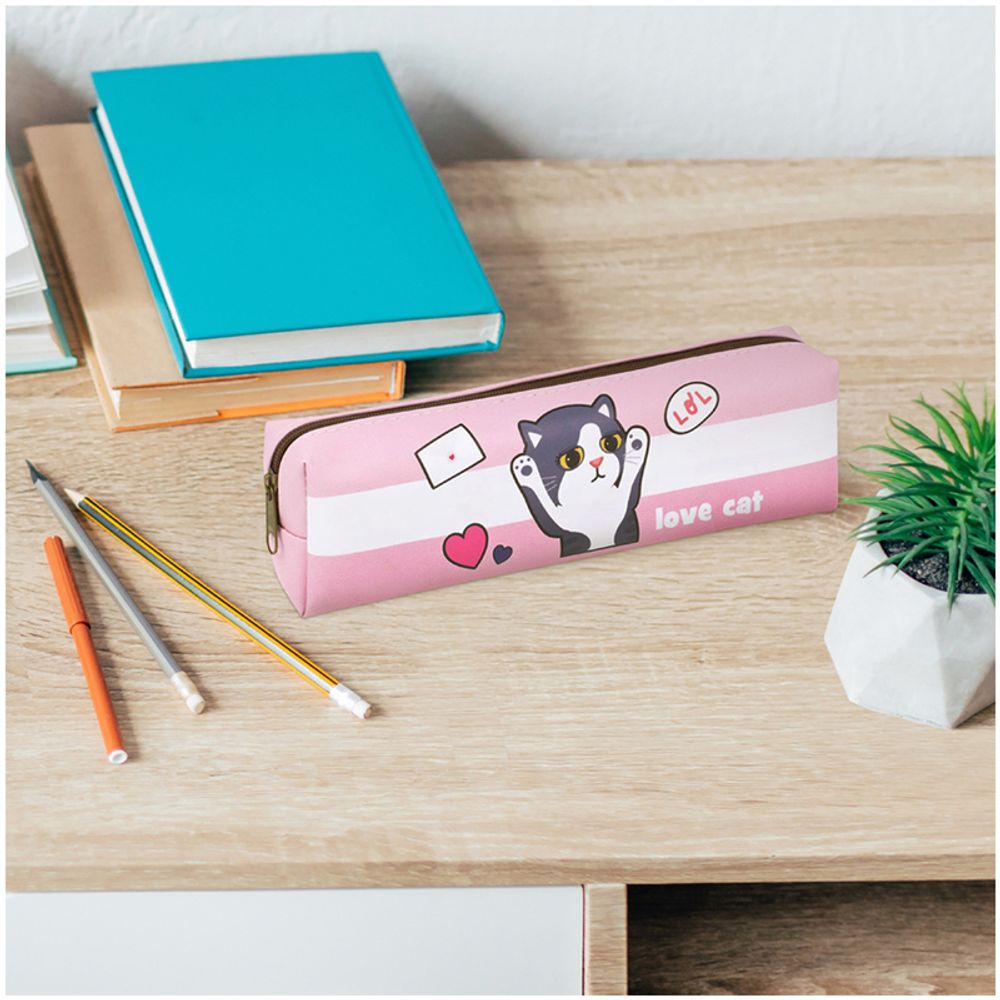 Пенал, 200*55*40 ArtSpace "Love cat", искусственная кожа