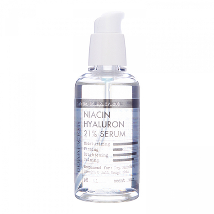 Derma Factory NIACIN HYALURON 21% SERUM Увлажняющая сыворотка для лица с ниацинамидом и гиалуроновой кислотой 80мл