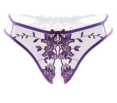 Кружевные женские трусики с доступом, сиренивые 42-46
