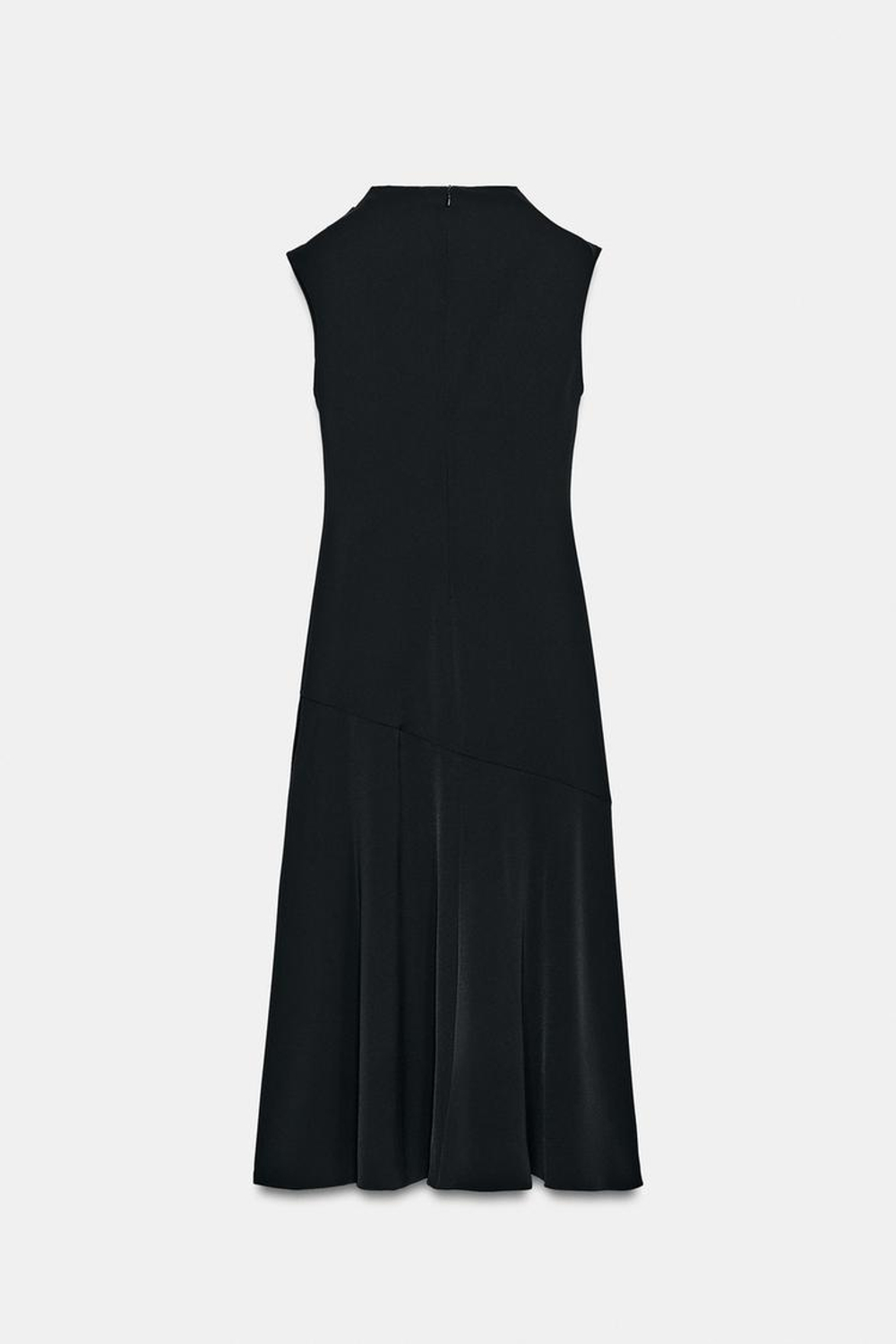 ZARA ПЛАТЬЕ МИДИ АСИММЕТРИЧНОГО КРОЯ, ЧЕРНЫЙ