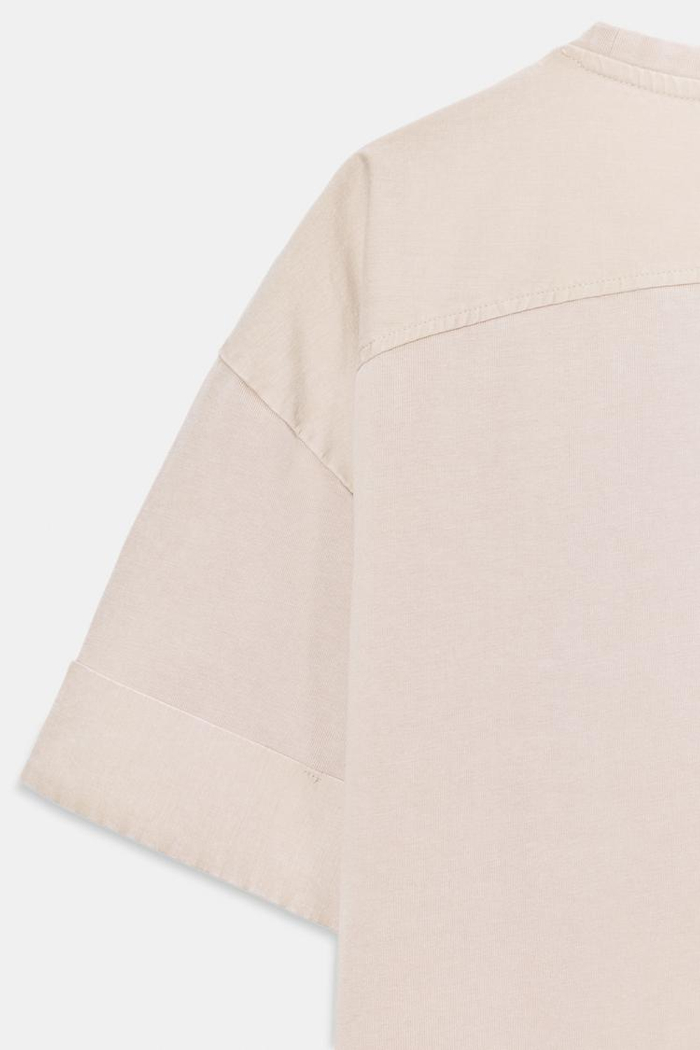 ZARA ФУТБОЛКА ИЗ ПЛОТНОГО ХЛОПКА С КОРОТКИМИ РУКАВАМИ, СВЕТЛЫЙ СЕРО-КОРИЧЕВЫЙ