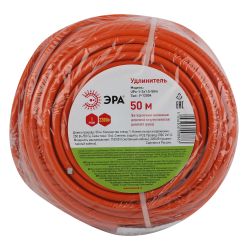 Удлинитель силовой ЭРА UPx-1-2x1.5-50m в бухте без заземления 50м 1 розетка ПВС 2x1.5мм2 | Силовые удлинители