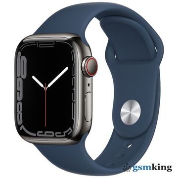 Apple Watch Series 7 GPS + Cellular 41mm Graphite Stainless Steel Case with Abyss Blue Sport Band MKJ13FD/A