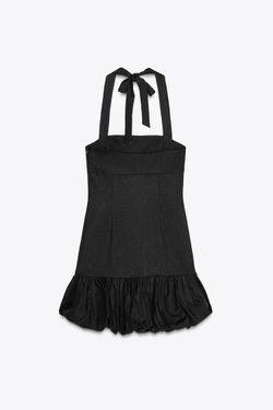 ZARА МИНИ-ПЛАТЬЕ С ОБЪЕМНОЙ ЮБКОЙ, ЧЕРНЫЙ