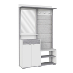 Прихожая с зеркалом и полками комплект мебели Белое сияние/Цемент светлый Акцент №1 120х32х196 см