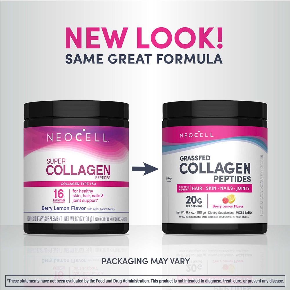 NeoCell, пептиды коллагена от коров травяного откорма, со вкусом ягод и лимона, 190 г (6,7 унции)