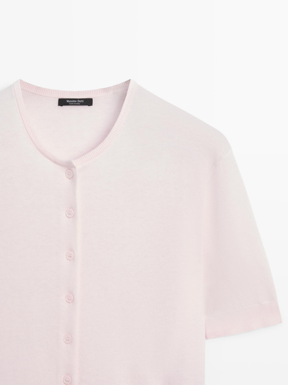 Massimo Dutti Вязаный кардиган с короткими рукавами, натуральный/кремовый