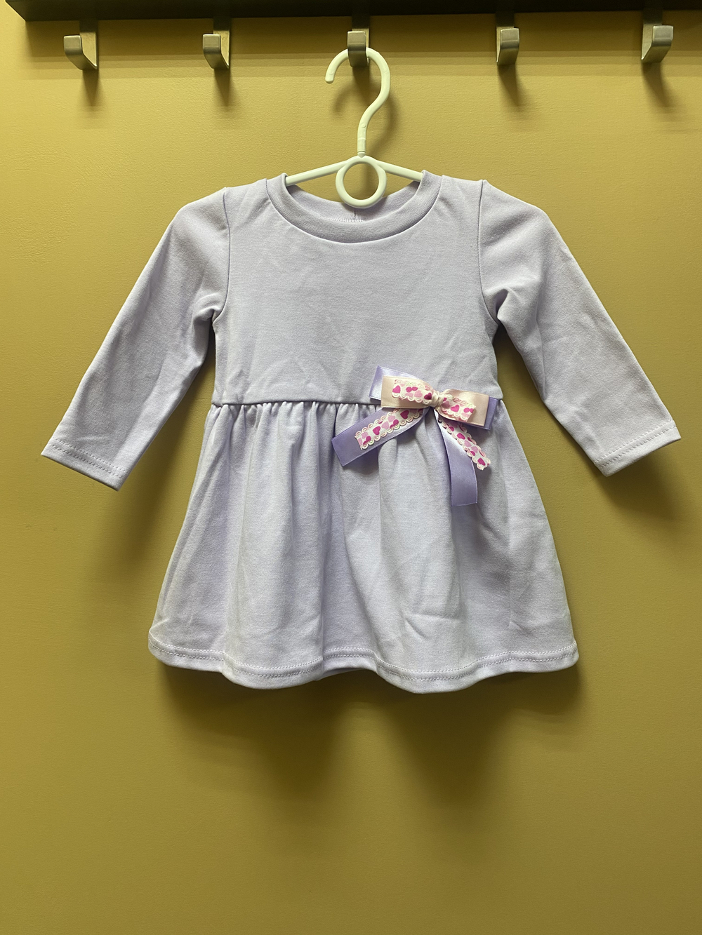 Платье на девочку из интерлока (трикотаж 100 % хлопок) с длинным рукавом на рост 74,80,86 см