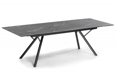 Керамический стол Woodville Ворен 180(240)x90 nero markina, черный, ножки черные