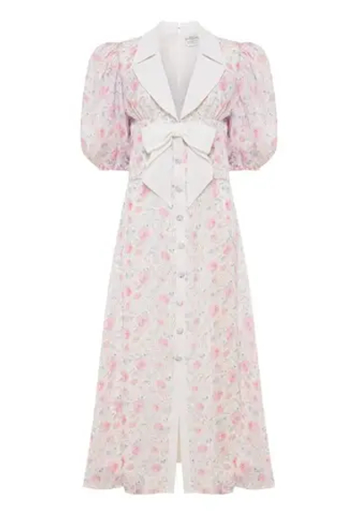 Платье миди летнее с бантом