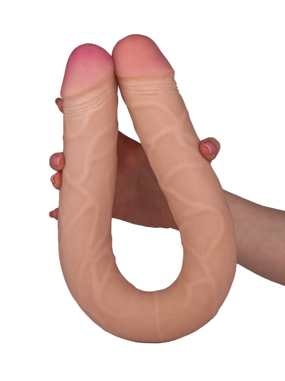 Крупный двусторонний фаллоимитатор - 55,5 см. (Цвет: телесный)
