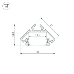 Профиль PDS45-LITE-2000 ANOD (Arlight, Алюминий) 023862