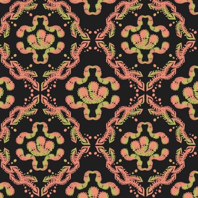 Дамаск-модерн коралловый на чёрном