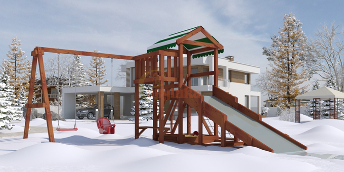 Детская площадка Савушка Мастер 2 (Махагон) 4 сезона