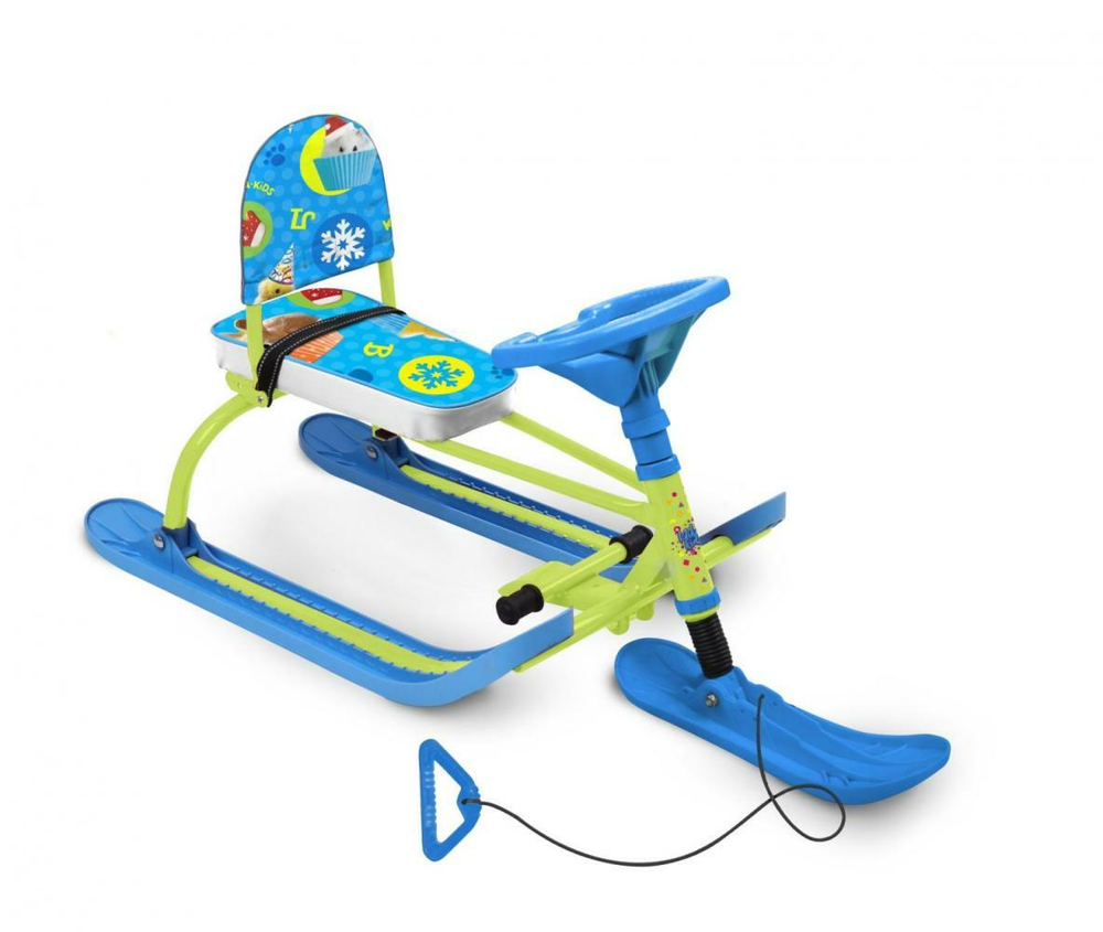 Снегокат «Twiny1+» Принт сиденья: с пушистыми зверями (лимонный каркас) (арт. TW1+/ПЗ)