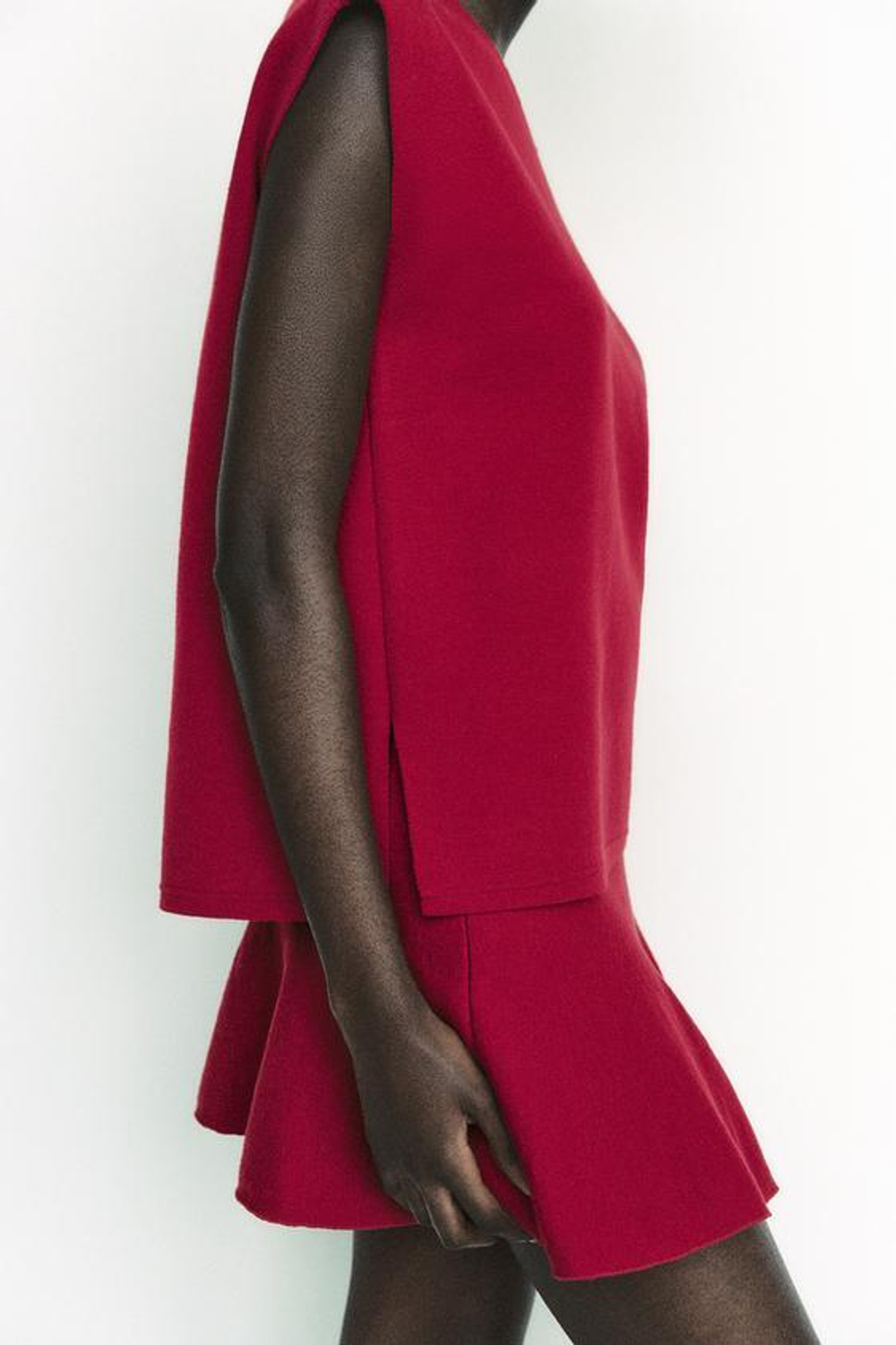 ZARA ТОП С РАЗРЕЗАМИ, ТЕМНО-РОЗОВЫЙ