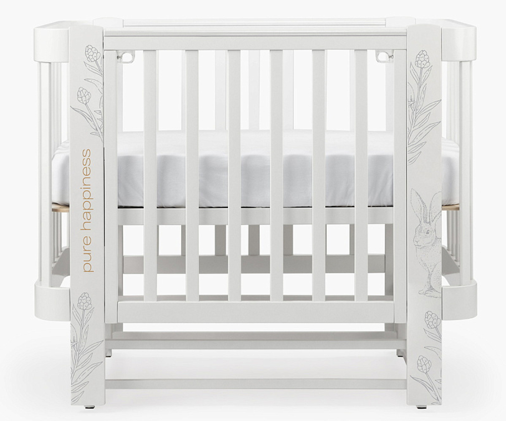Детская кроватка-трансформер Happy baby Mommy Love в комплекте с расширением 160х70 white