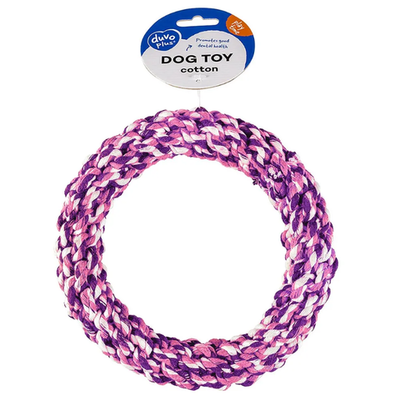 Duvo+ игрушка для собак веревочная "кольцо", розовая, 14см