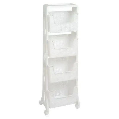 Этажерка Лофт напольная 4-х ярусная на колесах (белый)