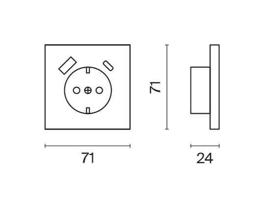 Накладка для розетки с заземлением и защитными шторками, с USB A+C, S70 (белый матовый)