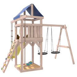 Детская площадка неокрашенная с качелями гнездо 60 см IgroWoods для улицы и дачи