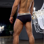 Темно-синие хлопковые мужские трусы-брифы (Размер: XXL) (Цвет: темно-синий)