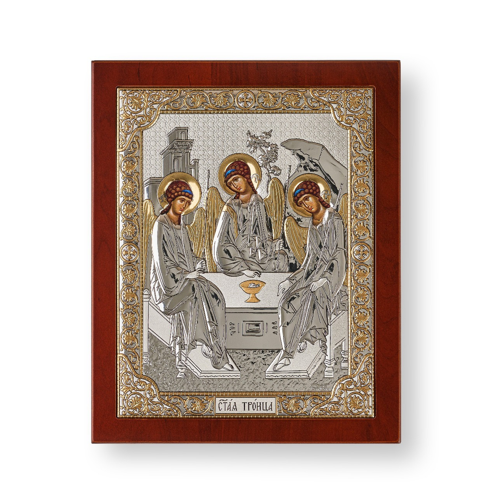 Св. Троица, икона прямоугольная с рамкой, красное дерево 185х235