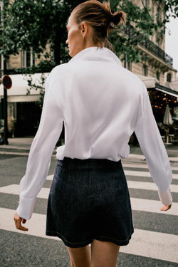 ZARA ДЖИНСОВАЯ ЮБКА-ШОРТЫ Z1975 С ЗАПА́ХОМ И ПУГОВИЦАМИ, СИНИЙ