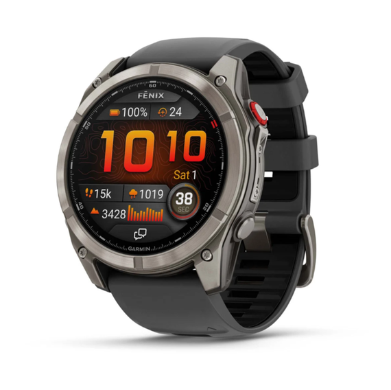 Умные часы Garmin Fenix 8 PRO, 51 мм, AMOLED, Sapphire, Titanium with Graphite/Black Silicone Band
