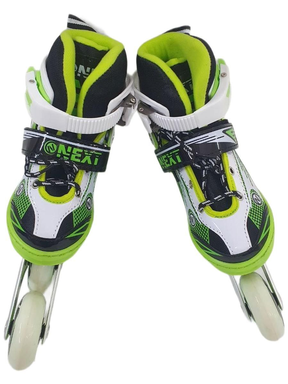 Коньки роликовые раздвижные 31-34, колеса полиуретан, ABEC7, зеленые