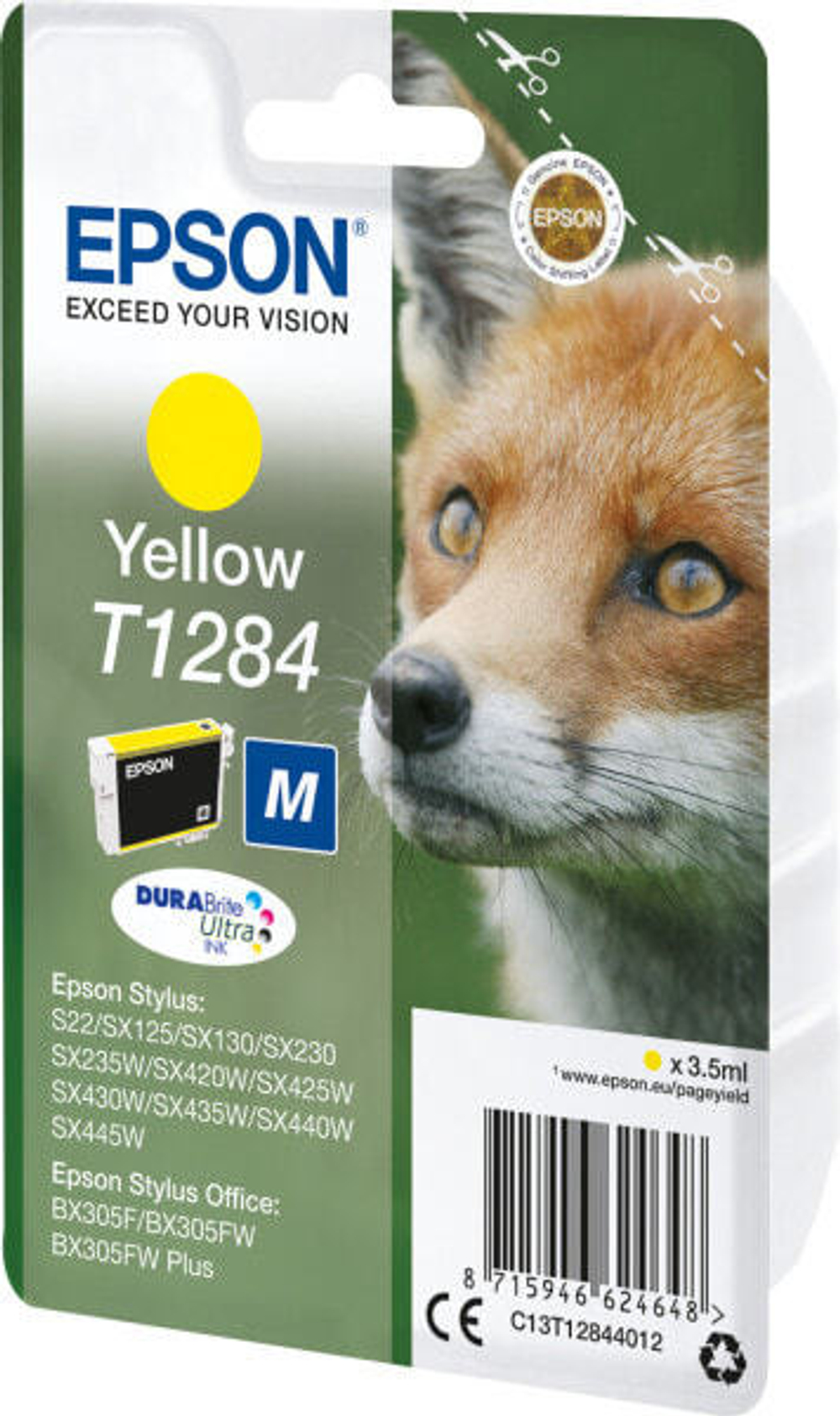 Epson Fox T1284 струйный картридж 1 шт Подлинный Желтый C13T12844022