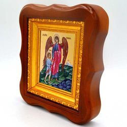 Архангел Рафаил сопровождает Товию. Икона на холсте.