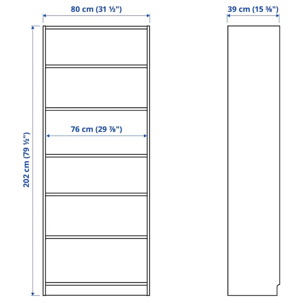 Открытый книжный шкаф - BILLY IKEA/БИЛЛИ ИКЕА, 40х80х202 см, белый